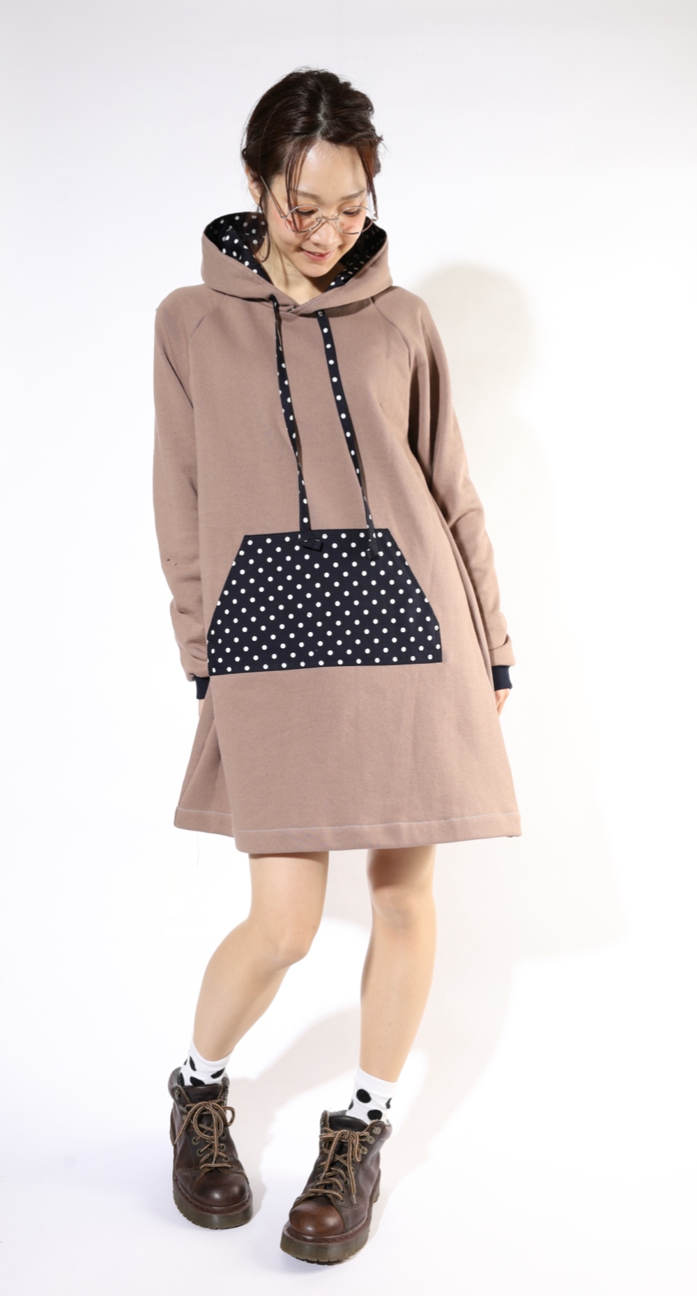 グレイッシュカラーのフーディーワンピー♡ココア