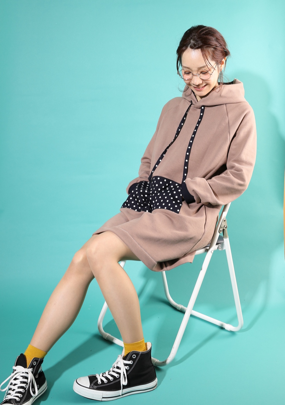 グレイッシュカラーのフーディーワンピー♡ココア