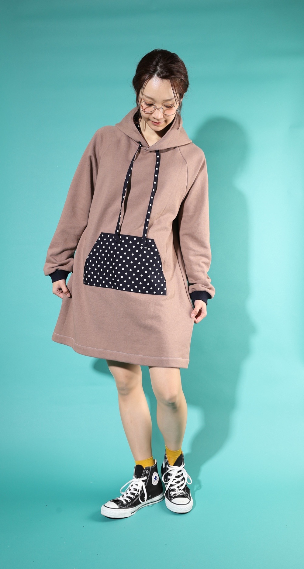 グレイッシュカラーのフーディーワンピー♡ココア