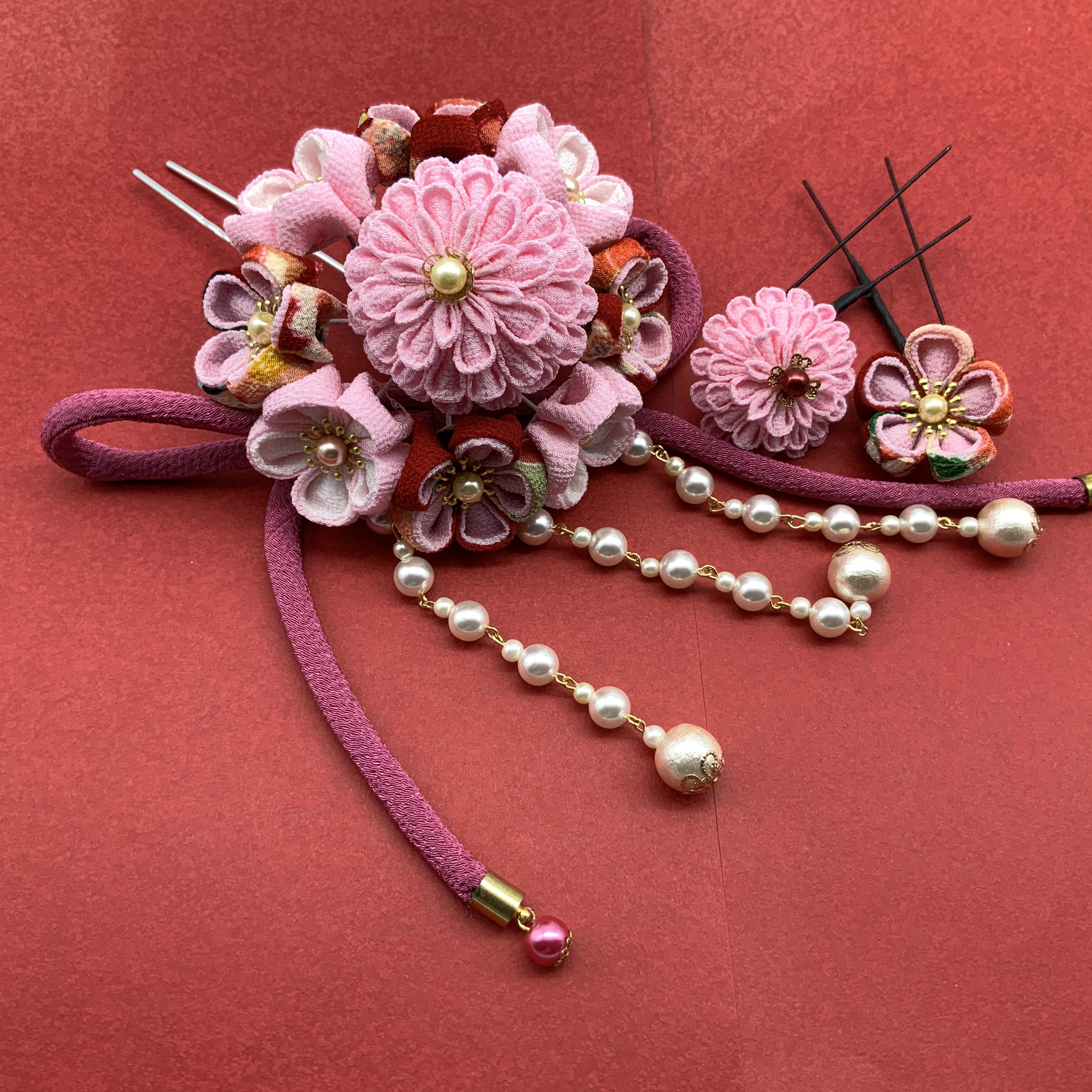 つまみ細工簪（香春花)