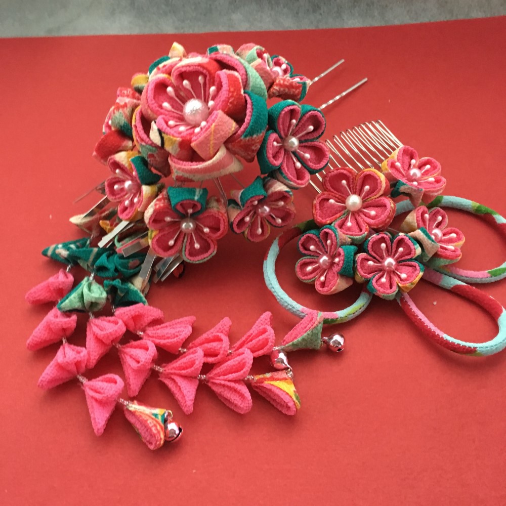 梅重色藤下がり簪セット