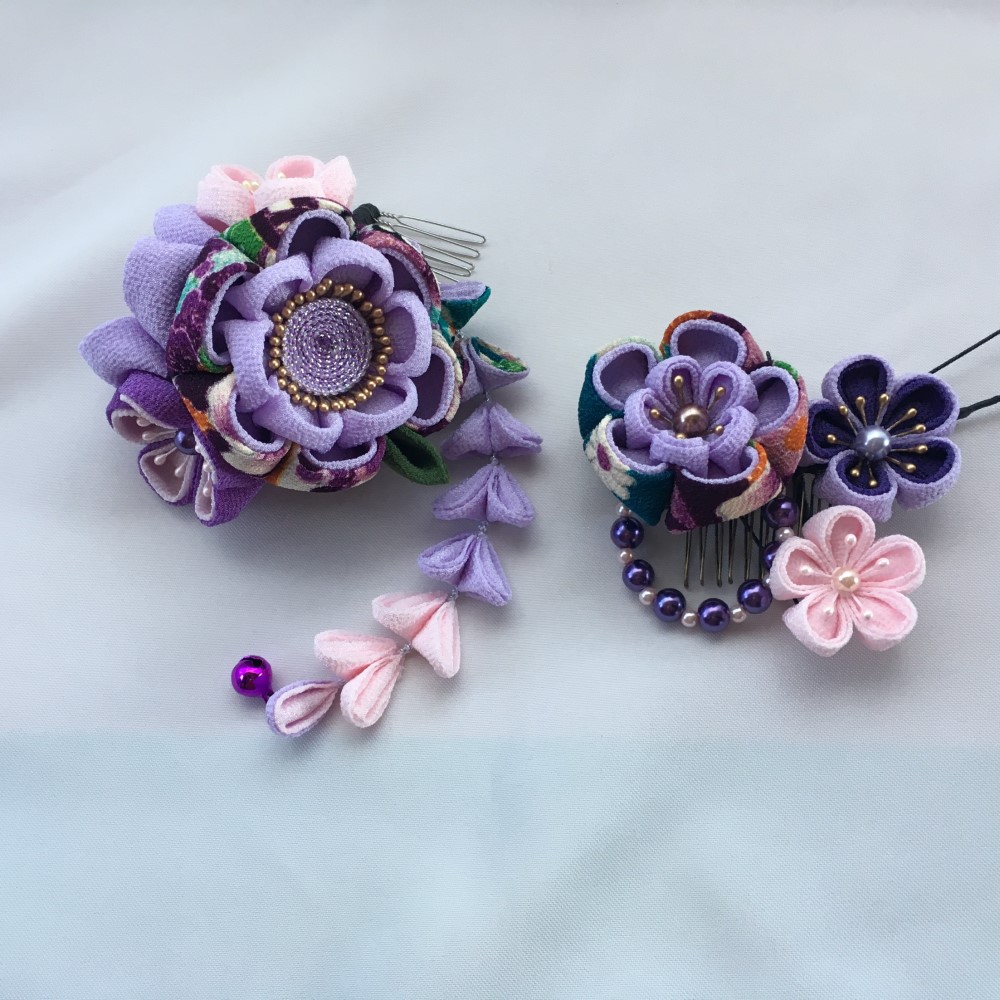 紫な簪セット
