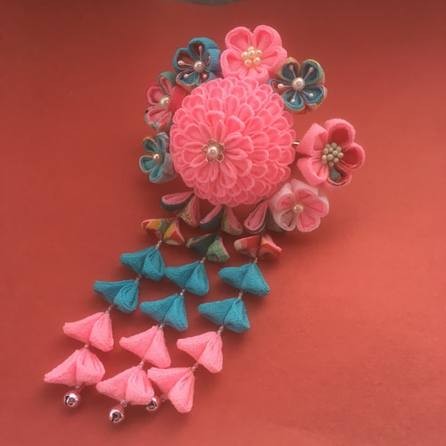 桃色つまみ細工簪 かんざし kei花 通販 6091792｜Creema(クリーマ)