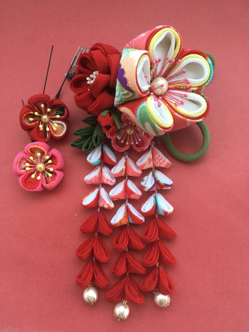 つまみ細工簪（優麗花）