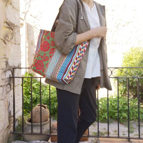 mont bouche＊モンブッシュ フランス生地 花柄 トートバッグ mont boucheフランス生地・花柄トートバッグ(レトロフラワー