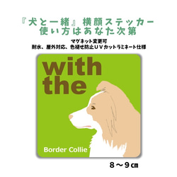 ボーダーコリー レッド&ホワイト DOG IN CAR 横顔ステッカー 『犬と一緒』名入れ 車 玄関 犬 1枚目の画像