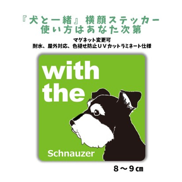 シュナウザー DOG IN CAR 横顔ステッカー 『犬と一緒』車 玄関 名入れ セミオーダー 1枚目の画像