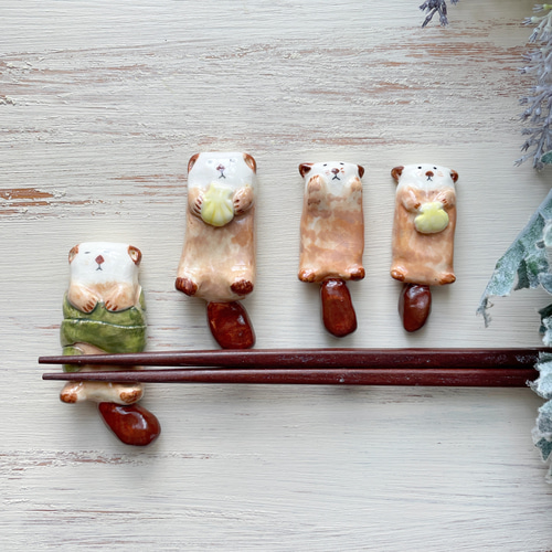 ラッコの箸置き(茶)/陶器 ラッコ 箸・箸置き waco ＊ neco 通販