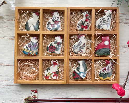 手作り陶器　手描き模様の箸置き♡42セット売り  U-21  ハンドメイド 1_c0c342b6a4c808d2bf3ce4c0b8b9