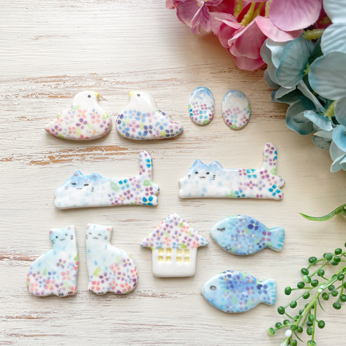 紫陽花模様のお魚さん箸置きセット【2個売り】 箸・箸置き waco