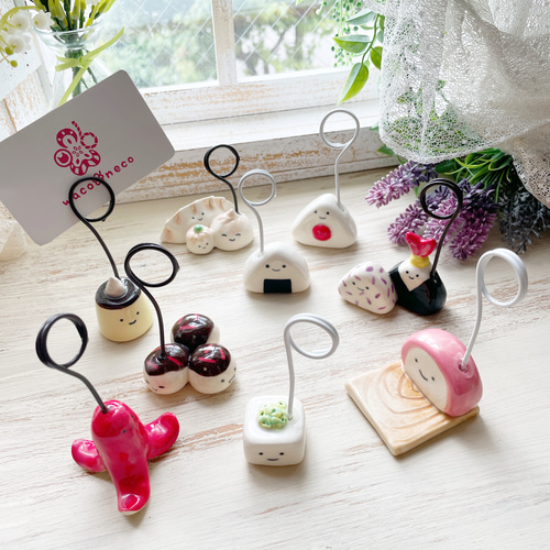 再販】食べ物ちゃんカードスタンド 板かまちゃん ヤムチャ三姉妹