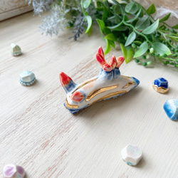 陶器の鉱石ウミウシちゃん セトリュウグウウミウシ/ 陶磁器 置物 デスク ペーパーウェイト 海の宝石 1枚目の画像