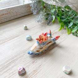 陶器の鉱石ウミウシちゃん セトリュウグウウミウシ/ 陶磁器 置物 デスク ペーパーウェイト 海の宝石 2枚目の画像