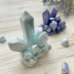 -Ceramic Crystals- ice blue /amethyst night  鉱石 鉱物 リングスタンド 陶 8枚目の画像