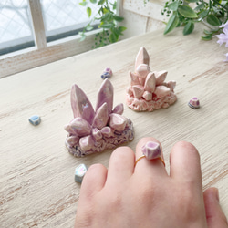 -Ceramic Crystals- lavender baby pink /陶 指輪(フリーリング) 2枚目の画像