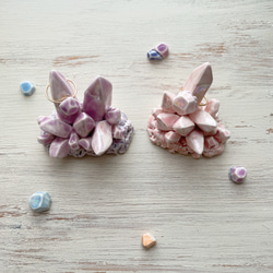 -Ceramic Crystals- lavender baby pink /陶 指輪(フリーリング) 3枚目の画像