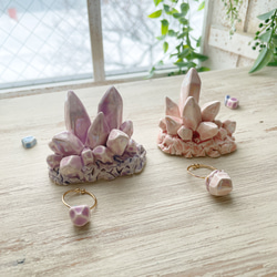 -Ceramic Crystals- lavender baby pink /陶 指輪(フリーリング) 4枚目の画像