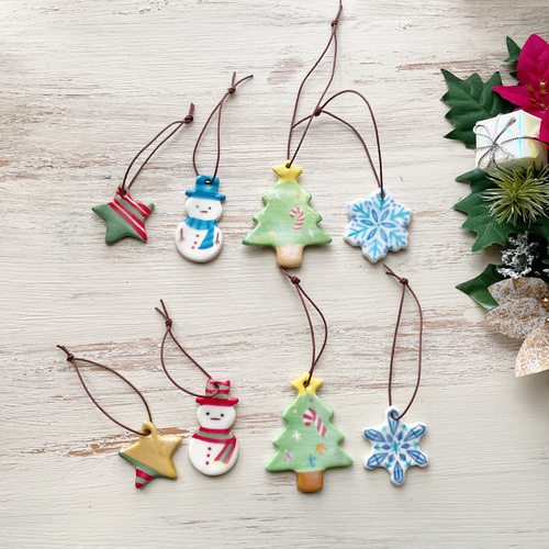 陶器のクリスマスツリー オーナメントセット【4個セット 陶器のクリスマスツリー オーナメントセット【4個セット