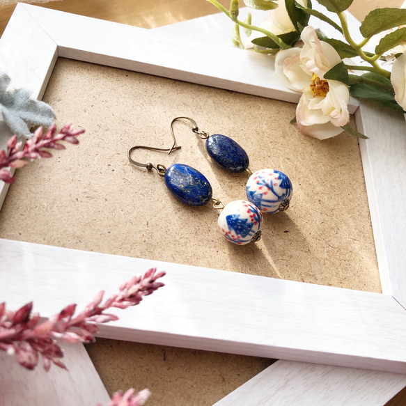 オカッパラバー ピアス リング 刺繍 陶器 オカッパラバー ピアス リング 刺繍 陶器 オカッパラバー ピアス