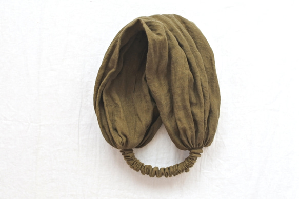 亞麻頭巾......橄欖色 第1張的照片