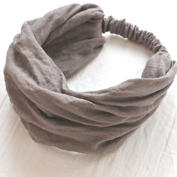 亞麻頭巾...灰色米色 第2張的照片