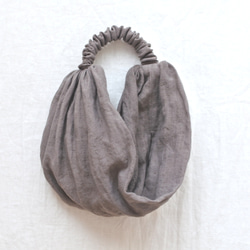 亞麻頭巾...灰色米色 第4張的照片
