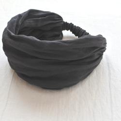 亞麻頭巾…sumi黑色 第4張的照片