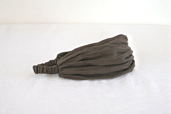 法國亞麻頭巾...棕色 第2張的照片