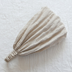 【特色】亞麻頭巾...自然米色...薄 第5張的照片