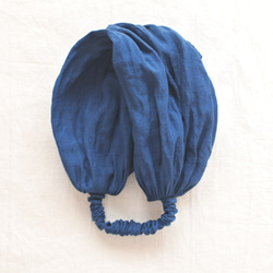 亞麻頭巾...藍色...透明 第2張的照片