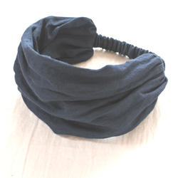 亞麻頭巾...深藍...薄 第3張的照片