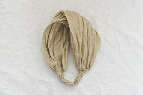 苧麻亞麻頭巾...駱駝米色 第6張的照片