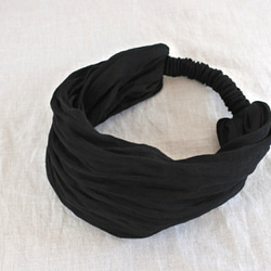 S *亞麻頭巾...黑色 第4張的照片