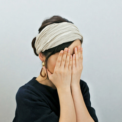 S *比利時亞麻頭巾...天然米色 第6張的照片