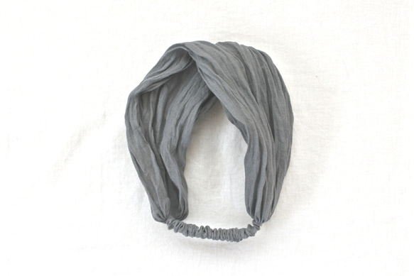 S *亞麻頭巾...淺灰色 第2張的照片