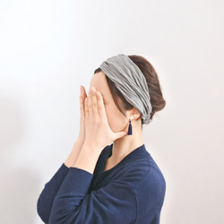 S *亞麻頭巾...淺灰色 第3張的照片