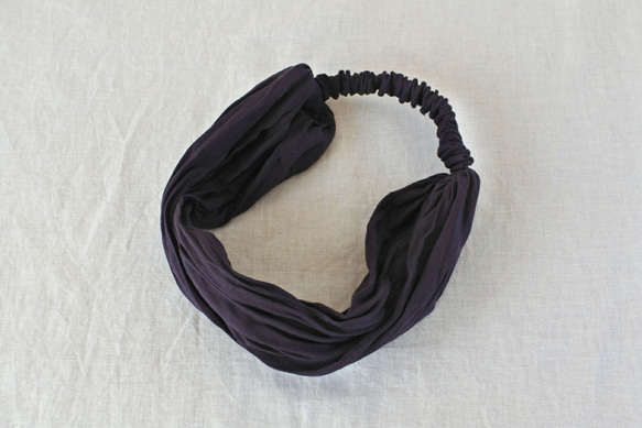 法國亞麻頭巾...深紫色 第4張的照片