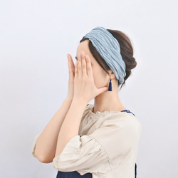 S *亞麻頭巾...法國藍色 第4張的照片