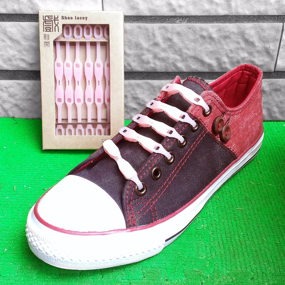 《創意鞋子飾品》戲鞋帶-櫻花粉【半透明/矽膠材質】 第1張的照片