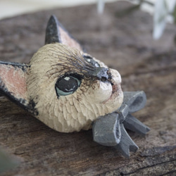 彩繪木彫貓咪胸針 ブローチ暹羅貓 - 木彫り woodcarving 古鳴木刻工作室 第4張的照片