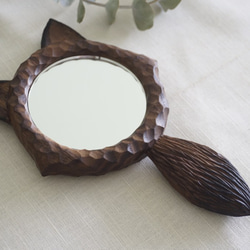 (專屬KenLin購買)手刻木彫狐狸耳。手拿鏡 (胡桃木) - 木彫り woodcarving 古鳴木刻工作室 第4張的照片