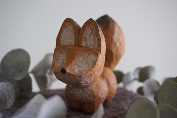 彩繪木彫小狐狸 (樟木)Little fox - 木彫り woodcarving 古鳴木刻工作室 4枚目の画像