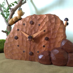 木彫小狐狸時計(樟木x胡桃木)-木彫り woodcarving 古鳴木刻工作室 第2張的照片