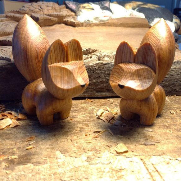 木彫小狐狸 (越檜原木) - 木彫り woodcarving 古鳴木刻工作室 第1張的照片
