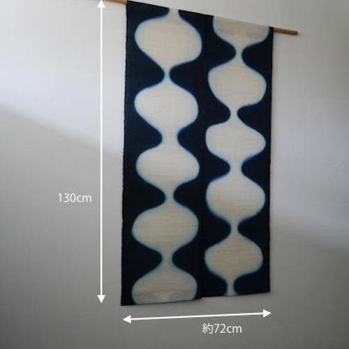 暖簾 のれん N-2913-72 半間 本麻 半間 琉球藍 72x130cm タペストリー