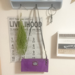 長財布のための帆布のサコッシュ  紫 purple 2枚目の画像