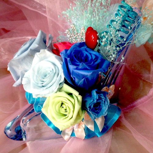 ディズニー☆アリエル☆ガラスの靴☆ブリザードフラワー プリザーブド