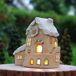 【燈屋 Lighted House】陶手作-可愛的家/Ceramic House/不含木頭、貓頭鷹/接單訂製 第2張的照片