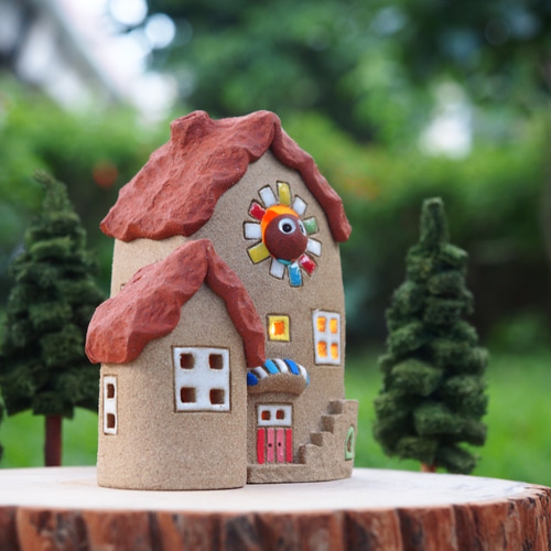 照明付きの家]手作りの陶器-素敵な家/セラミックハウス/木なしの手作り