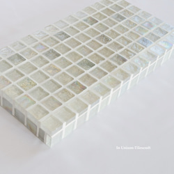 【K様オーダー品・サイズ変更】透き通ったクリア・水色カラー ガラスタイルのディスプレイトレイ2個 3枚目の画像